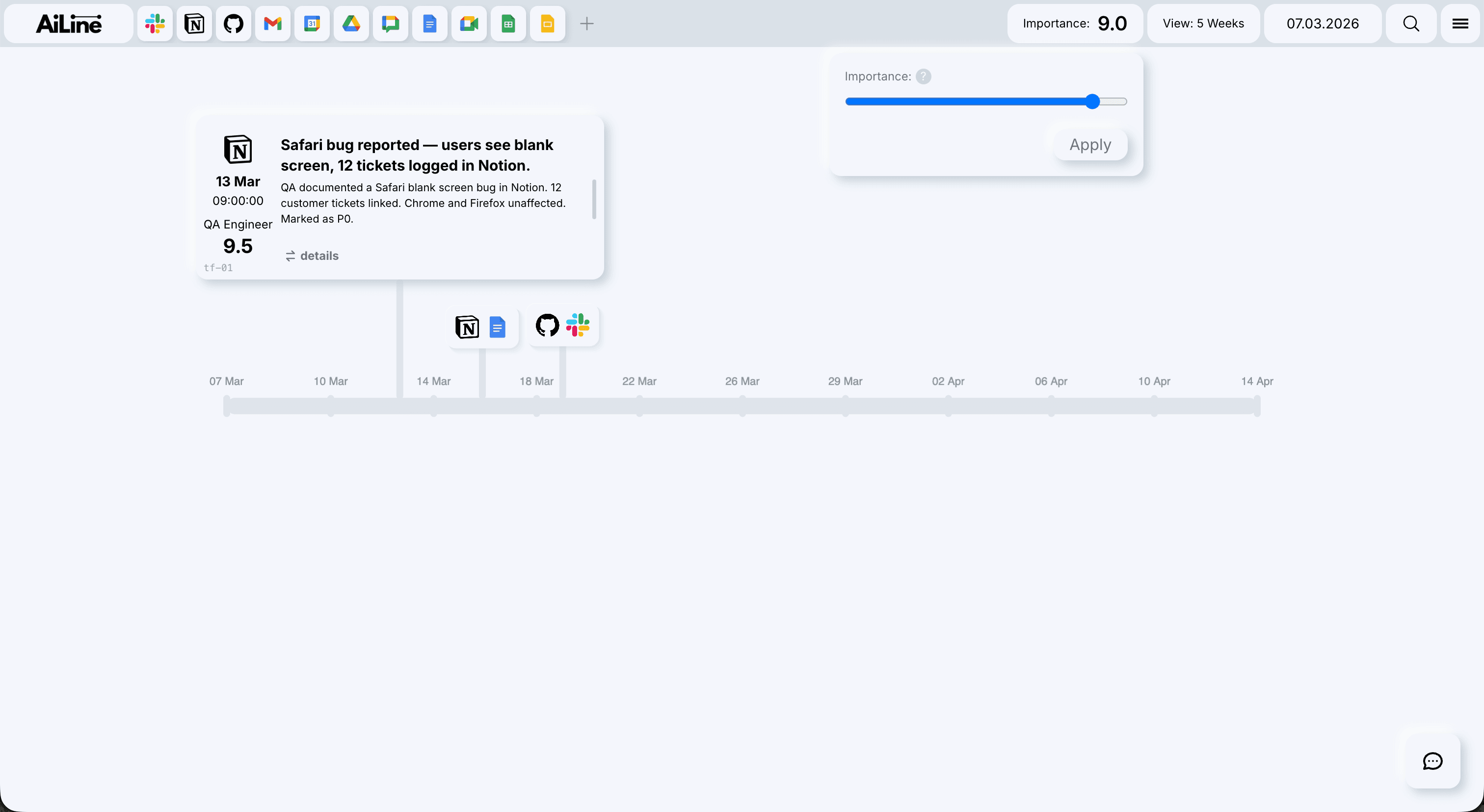 AiLine importance scoring filtering relevant business events